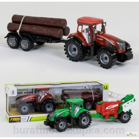 Farm Tractor Traktor Betakarító Utánfutóval
