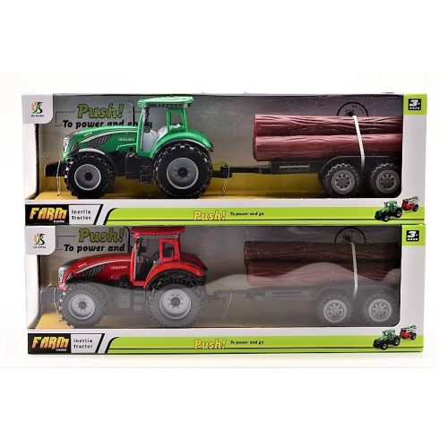 Farm Tractor Traktor Rönkszállító Utánfutóval