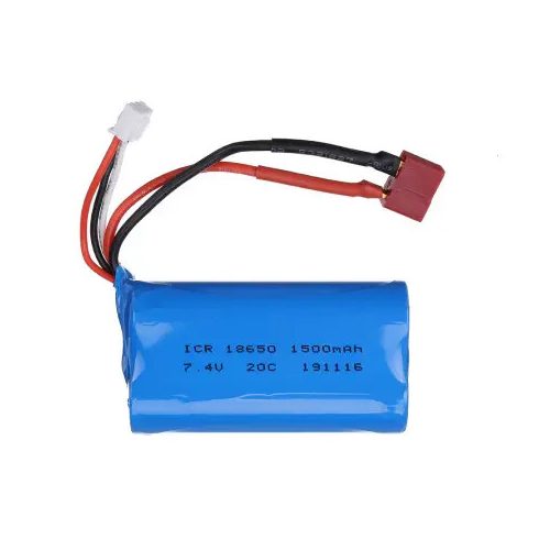 WlToys 12428 Li-Pol akkumulátor 1500mAh, 7,4V, 18650, T csatlakozó Akku