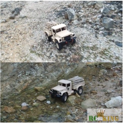 Nagy WLToys Full Finomvezérlésű 1:12 Dodge Military Truck Pakolható M35 2.4GHz 4WD Katonai Teherautó Modell 1.2Kg Teherbírás 15km/h