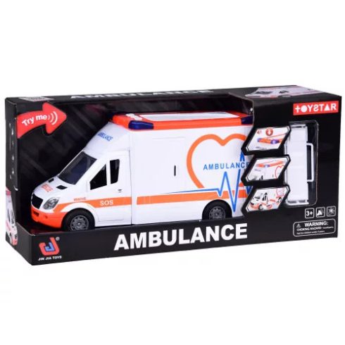 Interaktív Ambulance + Hordágy Fény és hanghatások! Ajtók nyitása 25 Cm