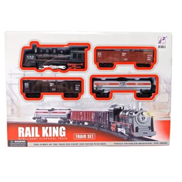   Rail King Teherszállító Vasút Szett 4 db. Mozdony és Teher Kocsik Együtt No.19033-5.