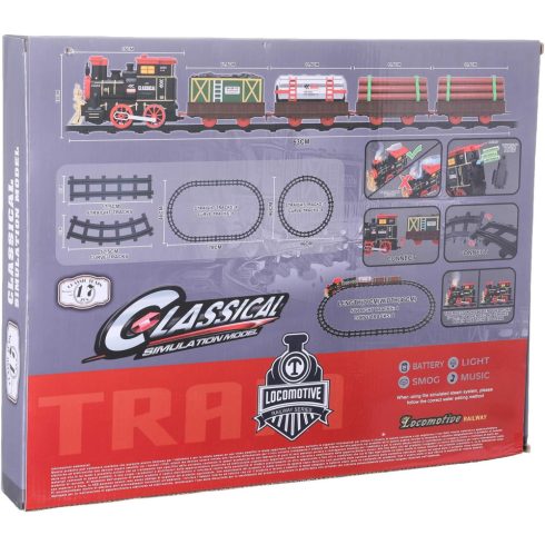 17 részes Füstölő Játék Gőzmozdony Vasút Szett Mozdony plusz 4 Darab Kocsi Szép Ajándék Karácsonyra Vonat Készlet