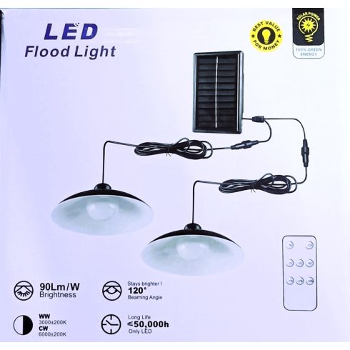Napelemes kerti LED világítás, 2 db lámpával, távirányítóval