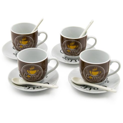 Porcelán Mokkás Kávé Eszpresszó Garnitúra Coffe 4 személyre 300371