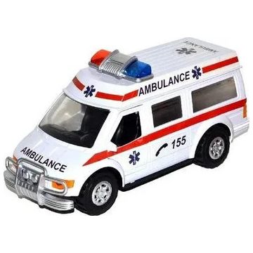   Deluxe 25 Cm  Ambulance Villogó Szirénázó Mentő Autó Ütközés Érzékeléssel