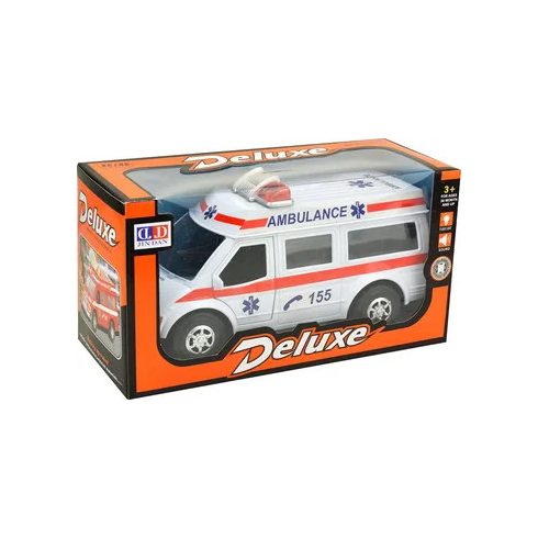 Deluxe 25 Cm  Ambulance Villogó Szirénázó Mentő Autó Ütközés Érzékeléssel