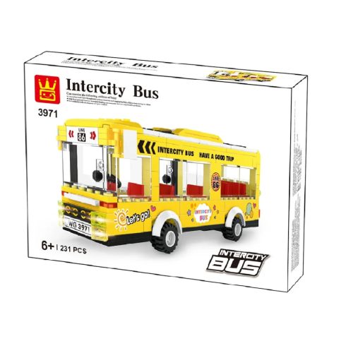 WANGE® 3971 | legó-kompatibilis építőjáték | 231 db építőkocka | Intercity sárga busz