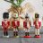 Diótörő katona figura, 4 figurás készlet, fa, piros