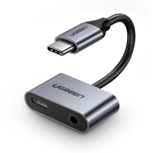 Ugreen Type-C (USB-C) to 3.5mm Jack (F) + Type-C (F) Adapter Silver