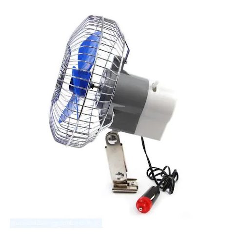 KmtStyle Autós Ventilátor 12 V fém 2 m Kábellel Rögzítő Csipesz Mechanizmussal 22 Cm