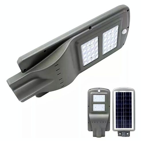 60W Napelemes kültéri LED utcai lámpa Beépített akku automatikus fényérzékelés 2 fényerő fokozat Folyamatos 50% mozgás esetén 100%