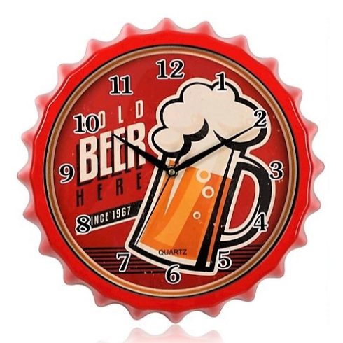 Beer Here / Sört Ide / Sörös Falióra 33 Cm Fali Óra Sörimádóknak