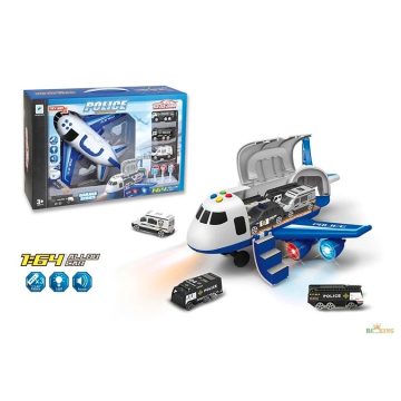   Six Six Zero Garage Series Police Garage Rendőrség Csapat Szállító Repülő 3 Rendőrautóval Útjelző Táblával Készlet