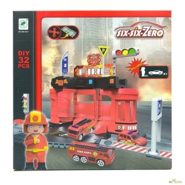   Six Six Zero Garage Series Fire Parking Tűzoltóság Parkoló Készlet 32 db-os