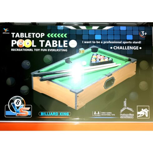 Hot Hit Minőségi Fa Keretes Biliárd Szett Játék Gyerekeknek 52 Cm Asztallal