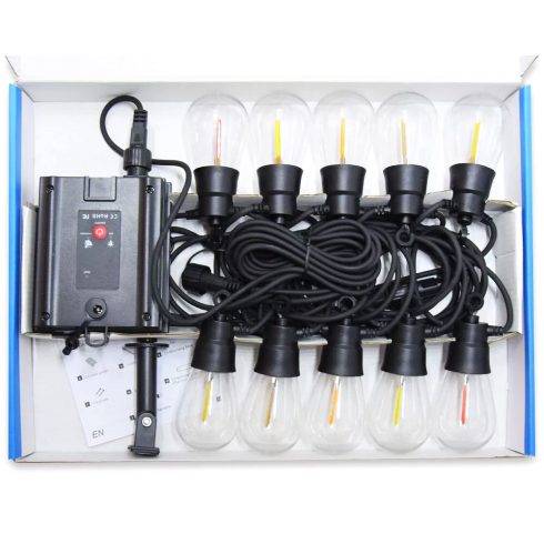 7 Méteres Napelemes Izzósor Kültérre - Multicolor + Meleg fehér