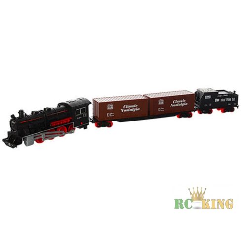 Classic Train Nagy Klasszikus Gőzmozdony Vonat Készlet 16 db-os Zenél Világít