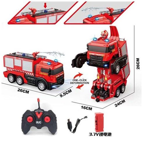 RC transzformer tűzoltó autó, vizet spriccel Akkus 3.7V