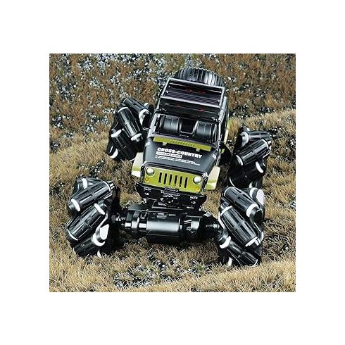 MecaNum Jeep Fémkarosszériás R/C Drift autó kézmozdulattal, kettős távirányítós kaszkadőr teherautó játék fémvázzal, újratölthető