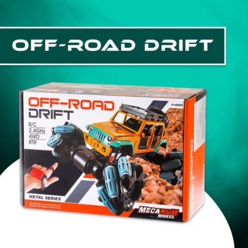 MecaNum Jeep Fémkarosszériás R/C Drift autó kézmozdulattal, kettős távirányítós kaszkadőr teherautó játék fémvázzal, újratölthető