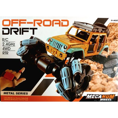 MecaNum Jeep Fémkarosszériás R/C Drift autó kézmozdulattal, kettős távirányítós kaszkadőr teherautó játék fémvázzal, újratölthető