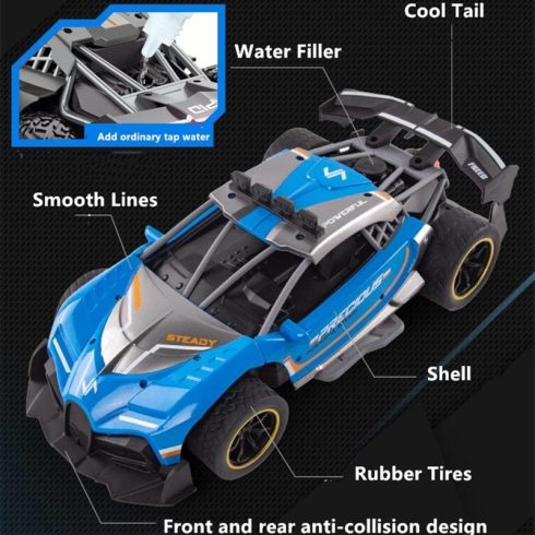 Spray Car Gyors Távirányítós Játék 24 Cm Autó Füstölés Funkcióval 3.7V Lítium Akkuval