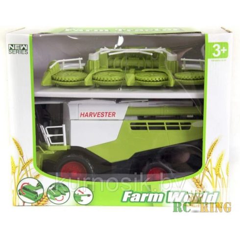 Új Farm Tractor Lendkerekes Kombájn Model Forgó Tárcsákkal Gumi Kerekekkel Combine