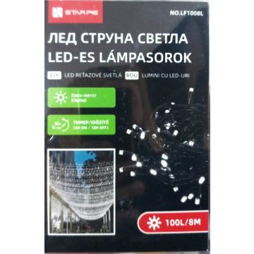   8 méter LED Karácsonyi Füzér Biztonságos Kültéri 220V Adapterrel Időzítő 8 Villogási Mód Fényfüzér Hideg fehér