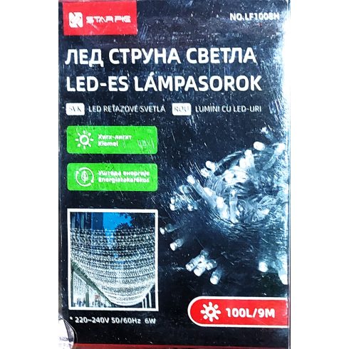 8 méter LED Karácsonyi Füzér Biztonságos Kültéri 220V Adapterrel Időzítő 8 Villogási Mód Fényfüzér Hideg fehér