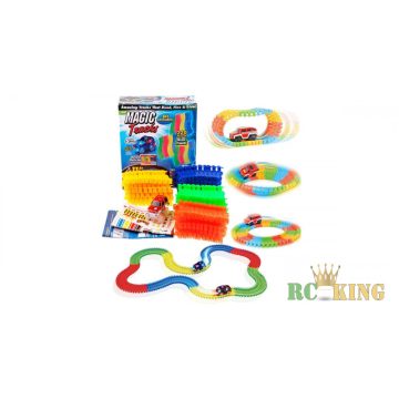   Magical Tracks 220 darabos Hajlékony Autópálya Világító Autóval Magic Track
