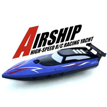   Airship Távirányítós Hajó Verseny Csónak – 32,5 cm, Újratölthető Akkumulátor Sebesség 10 km/h - Kék Versenycsónak