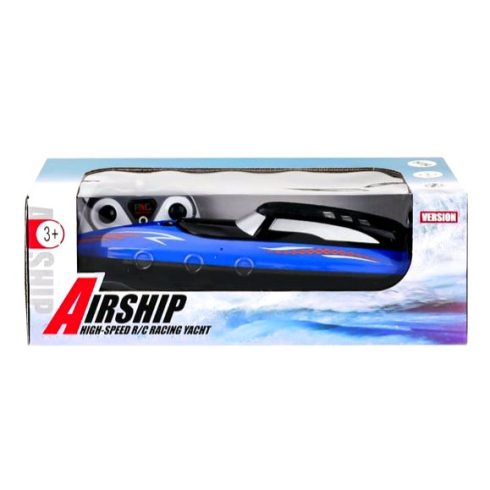 Airship Távirányítós Hajó Verseny Csónak – 32,5 cm, Újratölthető Akkumulátor Sebesség 10 km/h - Kék Versenycsónak