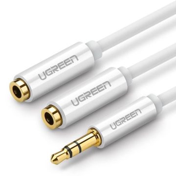   UGREEN AV123 AUX AUDIO ELOSZTÓ JACK KÁBEL 3.5MM 0,2M FEHÉR (10780)