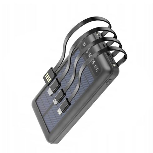  Napelemes 20 000 mAh-s külső akkumulátor adapterekkel, zseblámpával, akkumulátor telefonhoz (B4I2