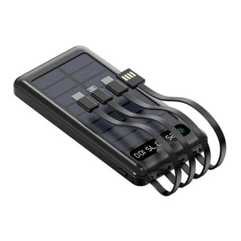  Napelemes 20 000 mAh-s külső akkumulátor adapterekkel, zseblámpával, akkumulátor telefonhoz (B4I2