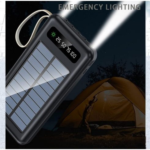  Napelemes 20 000 mAh-s külső akkumulátor adapterekkel, zseblámpával, akkumulátor telefonhoz (B4I2