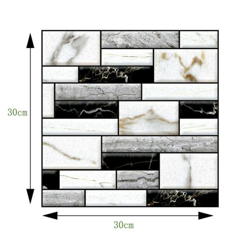3 Darab 3D Rusztikus Fehér Márvány Hatású Falpanel Öntapadós Fürdőszobában Wc-be Szobába Felragasztható Beltérre 30X30 Cm Falmatrica