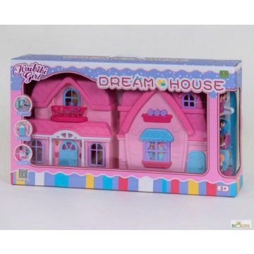   Dream House Álomház Rózsaszín Babaház Család Figurákkal Zenél Villog