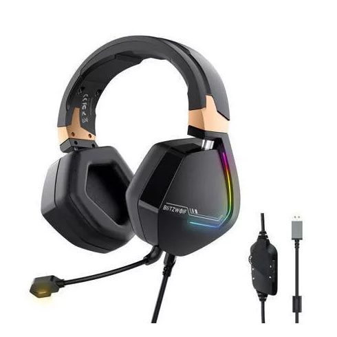 BlitzWolf BW-GH2 RGB gamer fejhallgató, USB csatlakozóval, Multi-channel 7.1 hang, fekete