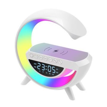   BT 3401G. Vezeték Nélküli Telefon töltő + Bluetooth Hangszóró és RGB Led Lámpa Egyben 23,5 x 8 x 23,8 cm