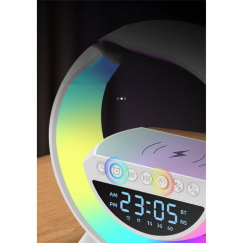 Bt 3401 Vezeték Nélküli Telefontöltő + Bluetooth Hangszóró és RGB Led Lámpa Egyben 