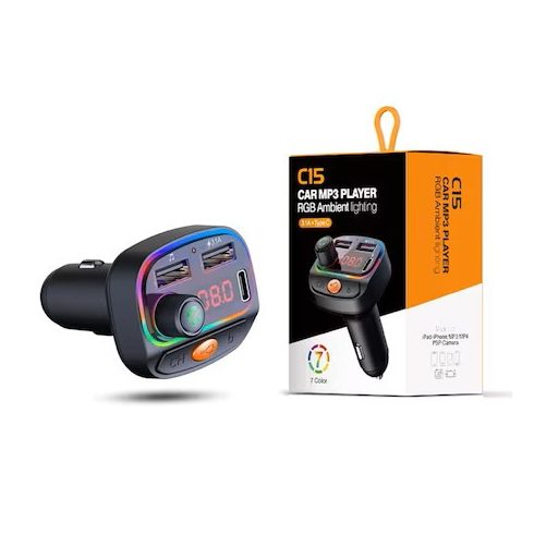 ZIK FM Autós Transzmitter C15 Bluetooth MP3 Multifunkcionális 7 Színű Fényekkel