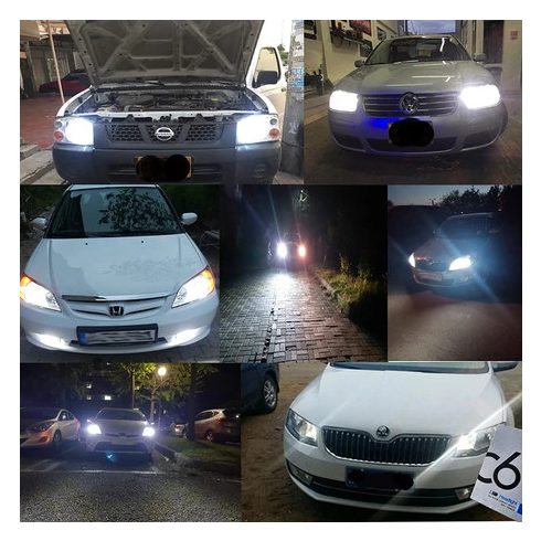 C6 LED autó fényszóró izzó pár H7 vagy H4 foglalattal - hidegfehér