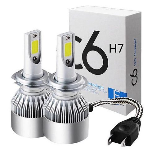 C6 LED autó fényszóró izzó pár H7 vagy H4 foglalattal - hidegfehér
