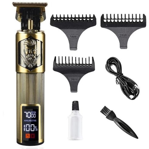 THOLux® Digitális Szakáll- és Kontúrvágó, borbély gép vezeték nélküli, alacsony zajszint, USB-töltés, rozsdamentes ,  Hajvágó Trimmerarany