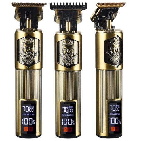 THOLux® Digitális Szakáll- és Kontúrvágó, borbély gép vezeték nélküli, alacsony zajszint, USB-töltés, rozsdamentes ,  Hajvágó Trimmerarany