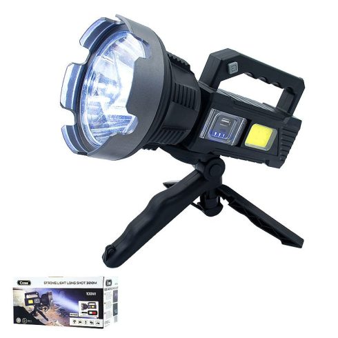 Nagy Kézi Keresőlámpa Extra erős LED lámpa Akkumulátorral tripod állvánnyal 500M, 150 W - COBA-CB-T300