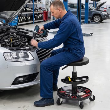   16,5"-22" Állítható Magasságú Ülő Mechanikus Szék Kerekekkel - Fekete