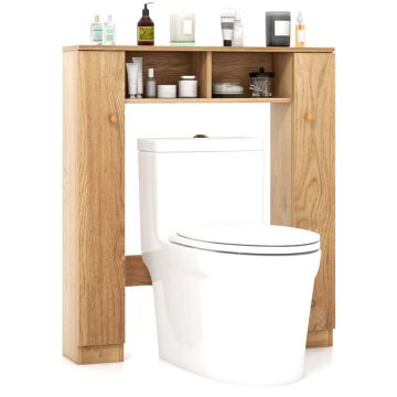   A WC feletti tárolószekrény 2 nyitott rekesszel 4 állítható polccal – természetes